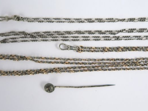 Giletière en argent et giletière en argent et vermeil.  Poids : 34 g, 