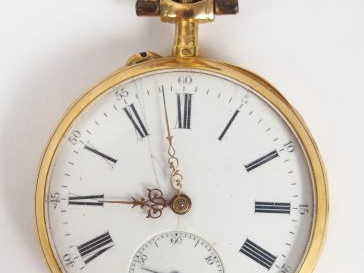 Montre de gousset en or jaune à pans coupés, cadran émail (fels), chif