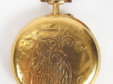 Montre de gousset en or jaune à pans coupés, cadran émail (fels), chif