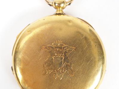 Montre de gousset en or jaune, cadran émail (fels), chiffres romains, 