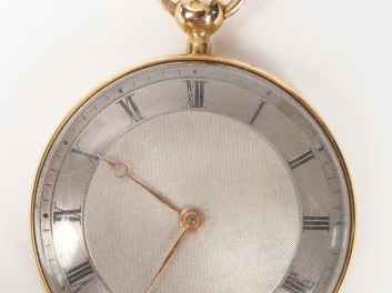 Montre de gousset en or jaune, cadran acier, chiffres romains. Diam. :