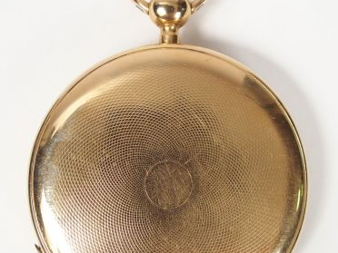 Montre de gousset en or jaune, cadran acier, chiffres romains. Diam. :