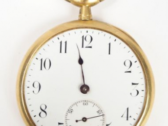 Vente aux enchères Montre de gousset en or jaune, cadran émail, chiffres arabes, trotteus