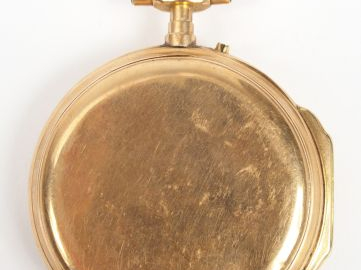 Montre de gousset en or jaune, cadran émail, chiffres arabes et romain