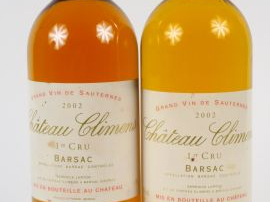 2 BOUTEILLES CHÂTEAU CLIMENS 1er CC SAUTERNES - 2002 - BG++