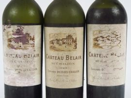 3 BOUTEILLES CHÂTEAU BELAIR 1er GCC ST EMILION - 1929 - 1 BEP/2 VIDANG