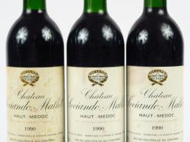 3 BOUTEILLES SOCIANDO MALLET HAUT MEDOC - 1990 - BG++