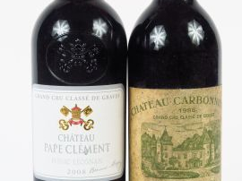 2 BOUTEILLES CC GRAVES : 1 CHÂTEAU PAPE CLEMENT 2008 - 1 CHÂTEAU CARBO