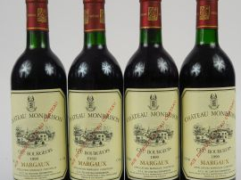 4 BOUTEILLES CHÂTEAU MONBRISON CB MARGAUX : 3 de 1990 - 1 de 1989