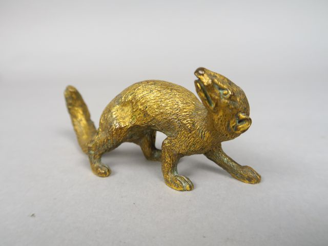 Sujet en bronze doré 'la belette' Dim. 5 x 11 cm