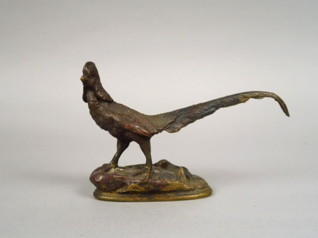 Sujet animalier en bronze 'le faisan doré' Dim. 12,5 x 19 cm