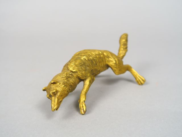 Sujet en bronze doré 'Renard' Dim. 5 x 15 cm