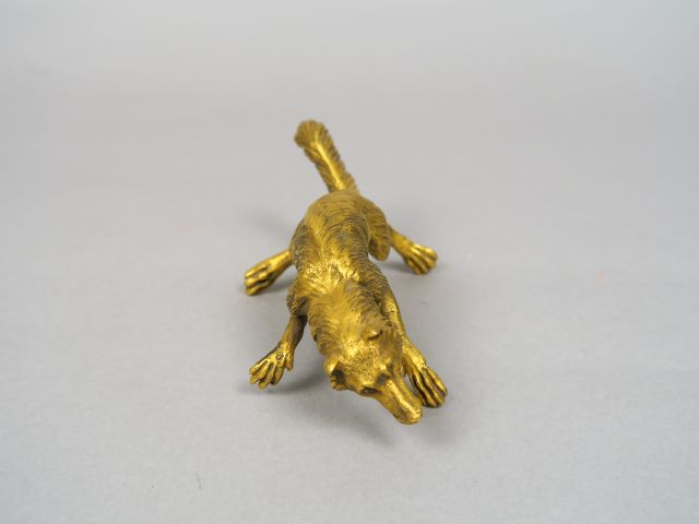 Sujet en bronze doré 'Renard' Dim. 5 x 15 cm