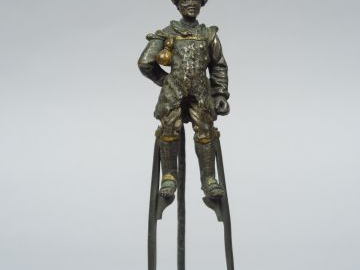 Sujet XIXème en bronze argenté et doré 'l'échassier' Dim. 16 cm