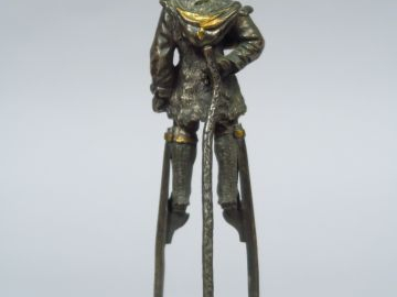 Sujet XIXème en bronze argenté et doré 'l'échassier' Dim. 16 cm