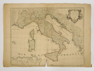 Vente aux enchères DE L'ISLE Guillaume. - Carte de l'Italie. 1700 (vendue en l'état)