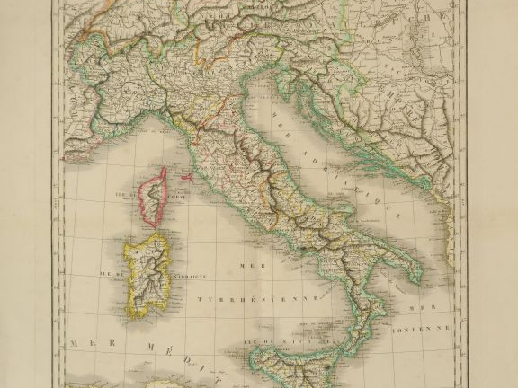 Lot de 2 cartes :  HERISSON. - Carte routière d'Italie. 1831 - Carte p