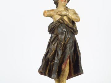 Sculpture fin XVIIIème en bois polychrome "Personnage de l'antiquité à