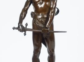 Raoul LARCHE. "Vingt ans".  Sculpture en bronze à patine médaille, sig