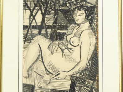 Louis LATAPIE "Pasiphae" Dessin au lavis signé en bas à gauche, porte 