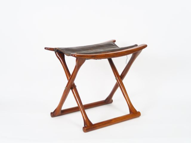 Tabouret XIXème en acajou et cuir