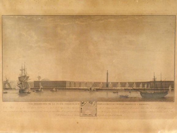 Gravure XIXème en noir "Vue de la ville de Bordeaux"