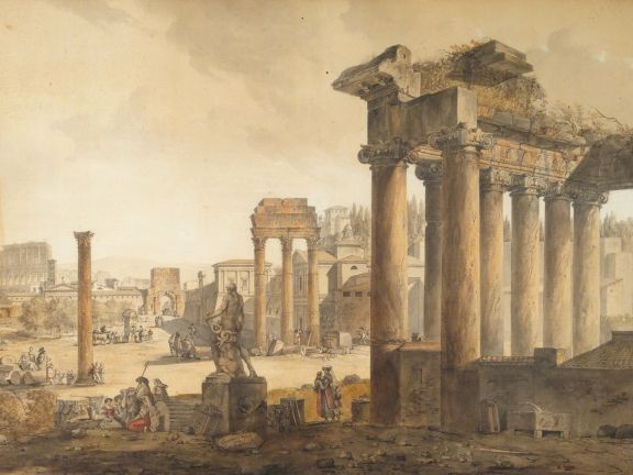 Jean-François THOMAS de THOMON (c. 1754-1813) "Vue du Forum à Rome, an