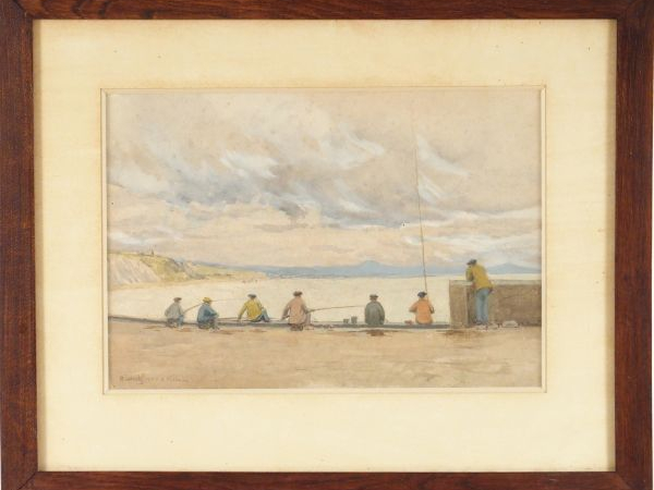 Ecole française XXème "Biarritz". Aquarelle, signée, située et datée 1