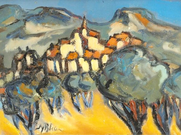J. Y. BLECON "Village de Provence". Huile sur toile, signée en bas à d