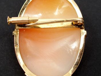 Broche/pendentif camée coquille figurant un profil de jeune femme. Mon