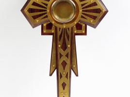 Grand ostensoire Art Déco en palissandre et métal doré, dans son coffr