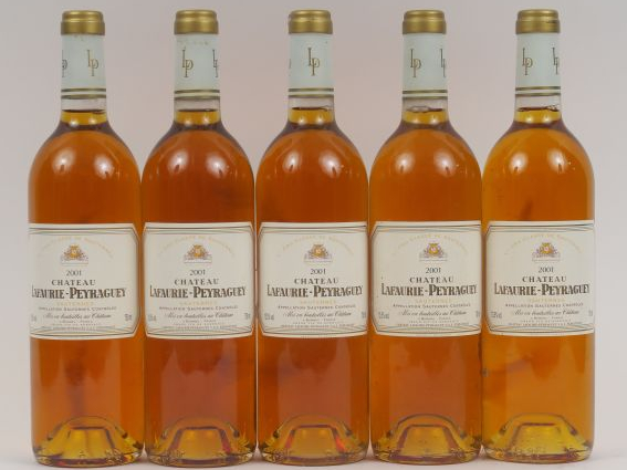 5 BOUTEILLES CHÂTEAU LAFAURIE PEYRAGUEY 1er CC SAUTERNES - 2001
