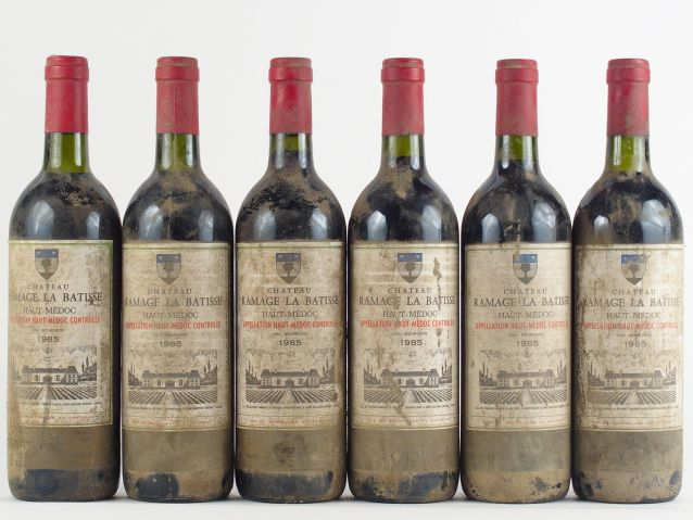 6 BOUTEILLES CHÂTEAU RAMAGE LA BATISSE HAUT MEDOC - 1985 - BS/4 BG