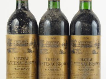 3 BOUTEILLES CHÂTEAU CANTENAC BROWN GCC MARGAUX - 1986 - BS/1 BG