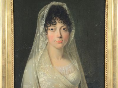 Ecole française XIXème « Portrait d’Emilie de Bellissin »	 Huile sur t
