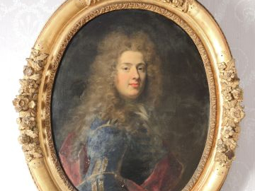 Ecole française XIXème  « Portrait de jeune homme en médaillon »	 Huil