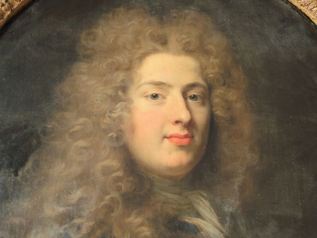 Ecole française XIXème  « Portrait de jeune homme en médaillon »	 Huil