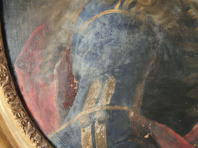 Ecole française XIXème  « Portrait de jeune homme en médaillon »	 Huil