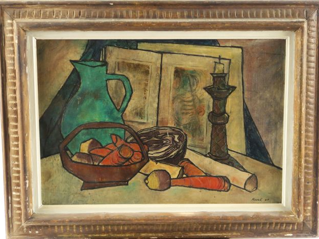KARL 	« Nature morte cubiste". Huile sur toile, signée en bas à droite