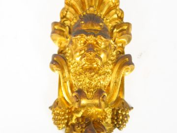 Paire d'appliques à suspensions Restauration en bronze patiné et doré 