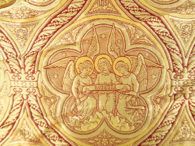 Suite de 14 documents textiles liturgiques, XXème siècle, modèles dest