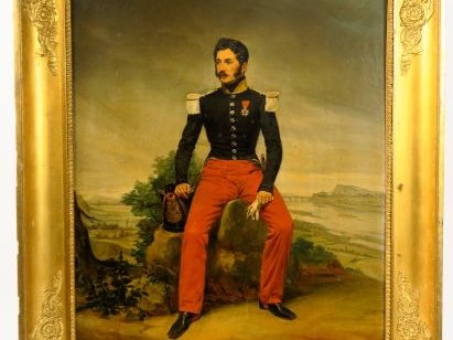 Ecole française XIXème "Portrait d'officier" Huile sur toile 81 x 65 c