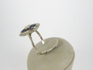 CC-Bague marquise en or blanc de style Art Déco, diamant central de ta