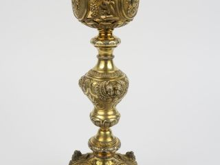 Grand calice en vermeil, poinçon Minerve, à décor de saints personnage