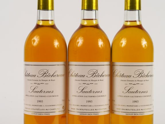 3 BOUTEILLES CHÂTEAU BECHEREAU SAUTERNES - 1993