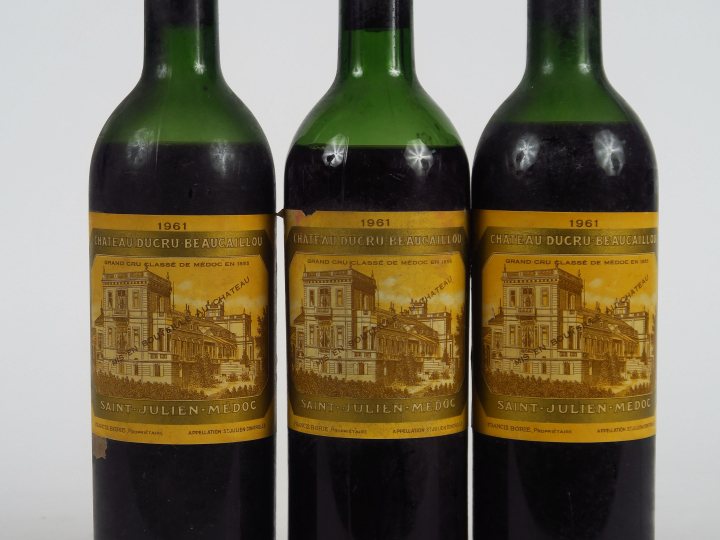 3 BOUTEILLES CHÂTEAU DUCRU BEAUCAILLOU GCC ST JULIEN - 1961 - 1 MEP/ 2