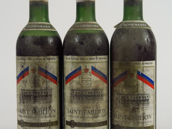 3 BOUTEILLES ST EMILION ESCHENAUER - 1966 - 1 MEP/2 BEP/BS/EA/1 CAPS C