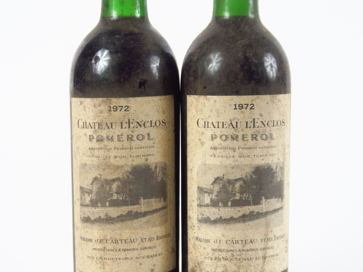 2 BOUTEILLES CHÂTEAU L'ENCLOS POMEROL - 1972 - BG/EF