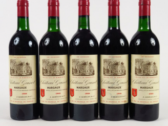 Vente aux enchères 5 BOUTEILLES CHÂTEAU GUINOT CB MARGAUX - 1988 - BG
