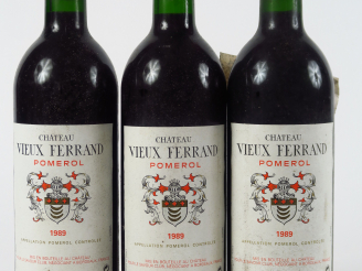 Vente aux enchères 3 BOUTEILLES CHÂTEAU VIEUX FERRAND POMEROL - 1989